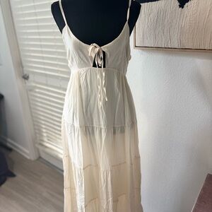 Elegant Cream Spaghetti Strap Dress